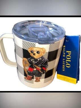 Polo Ralph Lauren Outdoor Holiday Bear Mug Stainless Steel Plaid